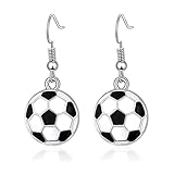 RUOFFETA Sport Ball Dangle Earrings, Football, Basketball, Soccer, Volleyball, Baseball Earrings for Women Fans(Soccer)