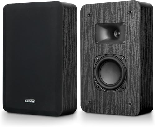 Image of Saiyin Slim Wall Speakers (Pair),Wall Mount Surround Speakers,4 Ohms,3.5-Inch Woofer with Horn Tweeter, Home Theater Speaker for Living Room,Office,Kitchen