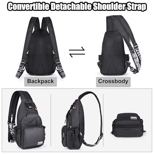 Convertible Sling Bag Crossbody Backpack with Headphone Jack Small Shoulder Chest Bag Casual Daypack for Women Men2
