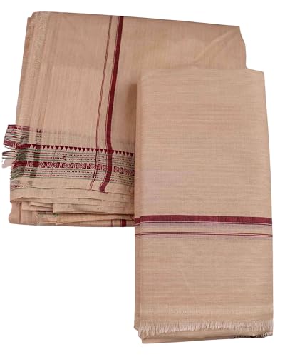 Image of Authentic Sambalpuri Handloom Cotton Unstitched Dhoti with Utari for Men | Traditional Odisha Weave Ikat Dhoti for Festive & Religious Wear