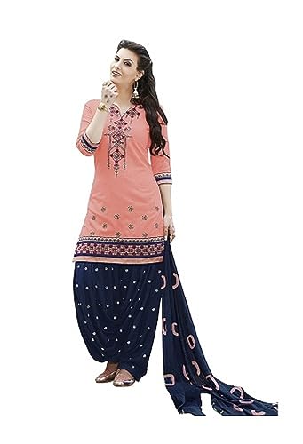 Lady Dwiza Designer Peach Punjabi Salwar Suit | Ready-to-Wear Cotton Patiala Suit for Women in XX-Large