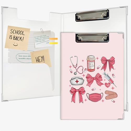Lacama Coquette Nurse Clipboard GIFS for Women, Pink Bow Nursing School Office Supplies,...