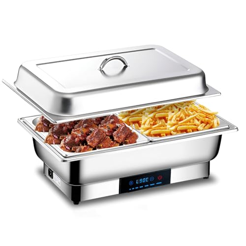 QUTBAG Réchaud électrique 600 W, serveurs de Buffet et réchauds en Acier Inoxydable avec température réglable de 35 °C ~ 90 °C, pour Restaurant, Restauration, fêtes, Mariages, Pique-niques