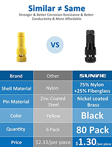 Sunvie Landscape Lighting Connectors Waterproof 12-16 Gauge Low Voltage Wire Connector For Landscape Lights Outdoor Path Lights Work With Malibu Paradise And Other Low Voltage Lighting, 80 Pack #TOP3