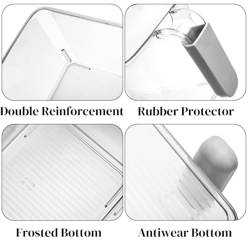 Pumtus 4 Pack Clear Ice Bins for Freezer, Plastic Ice Bucket with Flexible Scoop & Ice Tong, Pull Out Handle Ice Container, Kitchen Food Storage Organizer, Pantry Canister for Wine Beverage Fruit - Thumbnail 3