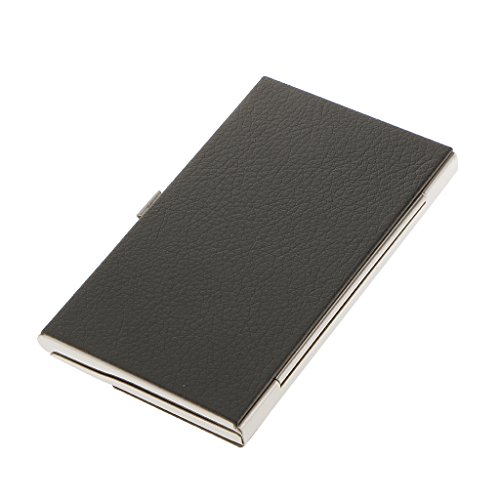 Capa para cartão de crédito Almencla de aço inoxidável com nome para cartão de visita - preta