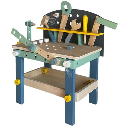 Banco da Lavoro in Legno per Bambini con Accessori – Gioco Educativo Montessoriano con Martello, Cacciavite, Sega, Bulloni e Viti – Banco attività per Sviluppo Manuale e creatività (età 36M+)