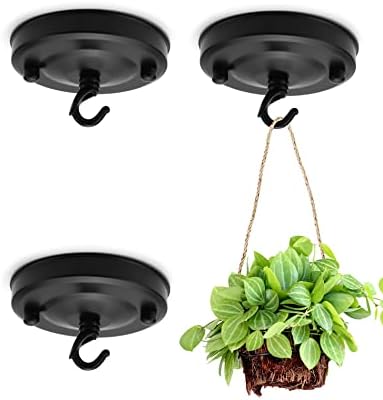 INCREWAY 2-Pack Vintage Ceiling Hooks - Heavy Duty Plant Hangers With Decorative Floral Design, Black