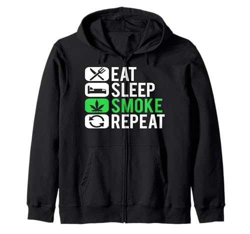 Camiseta Weed - Divertidas camisas de hierba con texto en inglés "Eat Sleep Smoke Weed Sudadera con Capucha