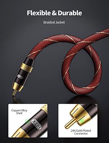 Emk® Digital Coaxial Audio Cable Subwoofer Cable Rca To Rca Cable - Dual Shielded - Gold-Plated - Orange (3Ft/1Meters) #TOP2
