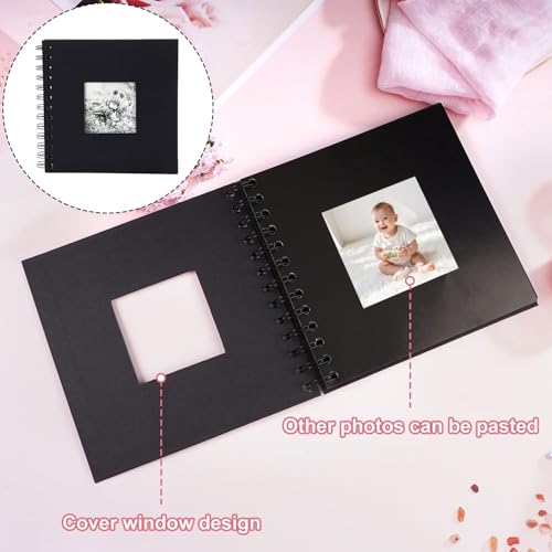 Kleines Fotoalbum zum Selbstgestalten,Scrapbook mit 40 Seiten Fotobuch,Leeres Ringbuch zum Einkleben,Spiralalbum für Geburtstag und Freund,Hochzeit Memory Fotobuch in Schwarz