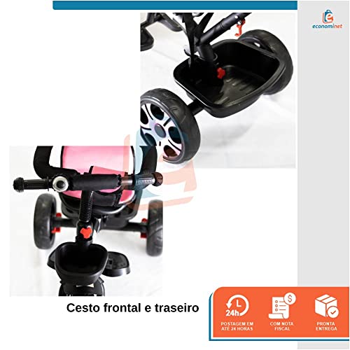 Triciclo Infantil Empurrador Com Capota 2 em 1 Zupa (Rosa)