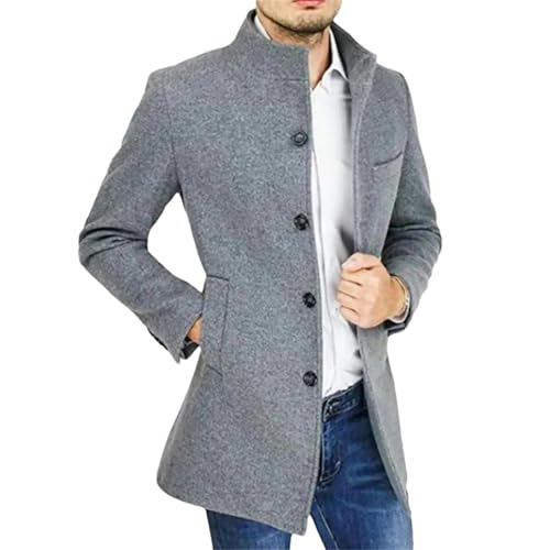 Cardigan Homme Laine Manches Longues Manteau Slim Veste Hiver Casual Gris S