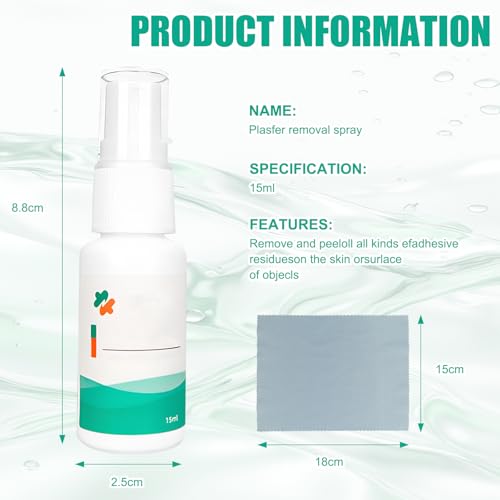 3 Flaschen Pflasterentferner Spray, Klebereste Entferner für die Haut, zum Entfernen von Klebrigen Klebstoffen Wie Pflastern,Latex, Bandagen, Mull Usw Wird mit Einem Handtuch Geliefert（15ml)