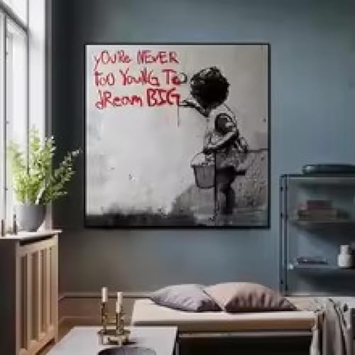 Affiche graffiti Vous n'êtes jamais trop jeune pour rêver grand | Salon moderne 30x30cm