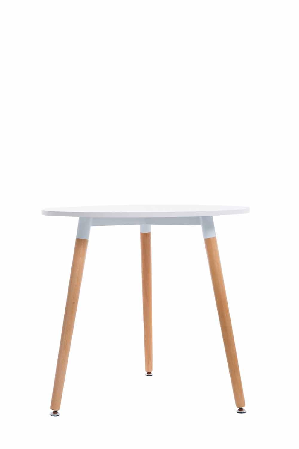 CLP Mesa Auxiliar Ansgar En Estilo Nórdica I Mesa De Centro Baja con Ř 80 Cm I Mesa De Café con Base De Madera & Tablero De MDF I Color:, Color:Blanco, Color del Marco:Natura