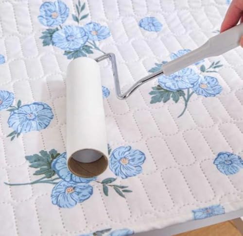 Image of HOMETHREADS Anti-Skid Sofa Protector Mat: Premium Printed Cotton Slipcover with Strong PVC Non-Slip Backing, (White Blue, 1Pc Backrest | 70x75cm)