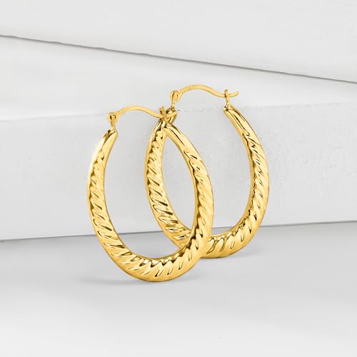 Ross-Simons 14kt Yellow Gold Twisted Oval Hoop Earrings3