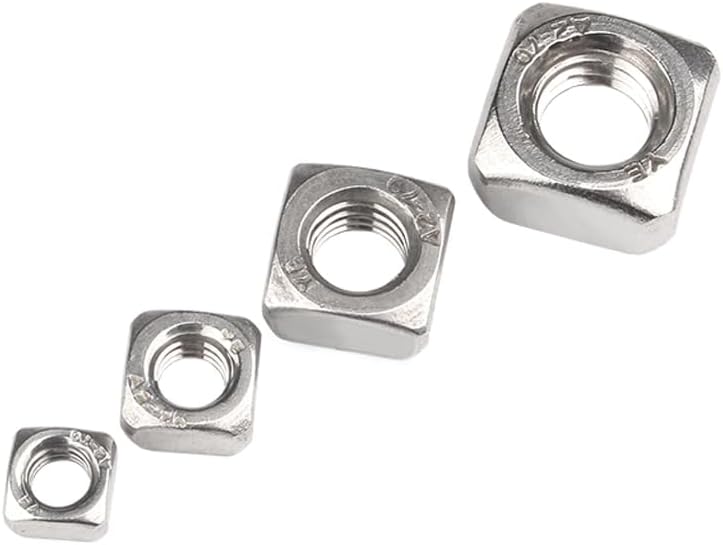 50Pcs M3 M4 M5 DIN557 304 Stainless Steel Square Nuts Metric Threaded Nut Four Square Nuts - (Size: M4x7x3)