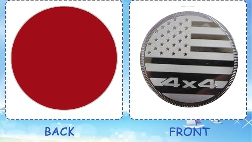 Image of 4 x 4 Metal Automotive Badge 3D Metal Emblems Round Emblem Decals Car Badge Decals Stickers Compatible with Jeep Wrangler Vehicles Trucks SUV (Black National Flag)