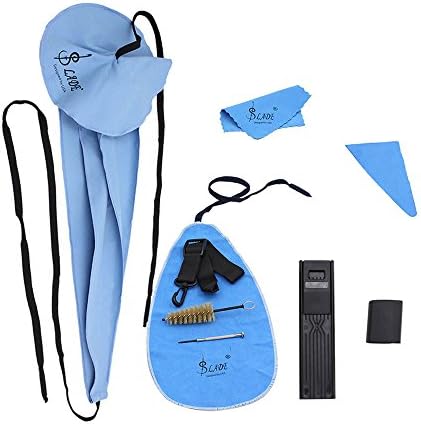 Andoer Saxophone Cleaning Care Kit Belt Thumb Rest Cushion Reed Case Mouthpiece Brush Mini Screwdriver Cleaning Cloth (Blue)