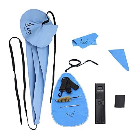 Andoer Saxophone Cleaning Care Kit Belt Thumb Rest Cushion Reed Case Mouthpiece Brush Mini Screwdriver Cleaning Cloth (Blue) Cover