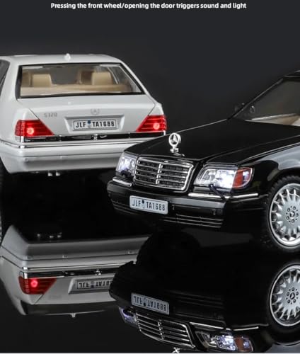 Image of 1:24 Scale Mercedes Benz W140 320SEL Toy Car | Metal Pullback Diecast Car for Kids with Openable Doors, Sound, Light Effects Toy for Car Enthusiasts (Color As Per Available),black