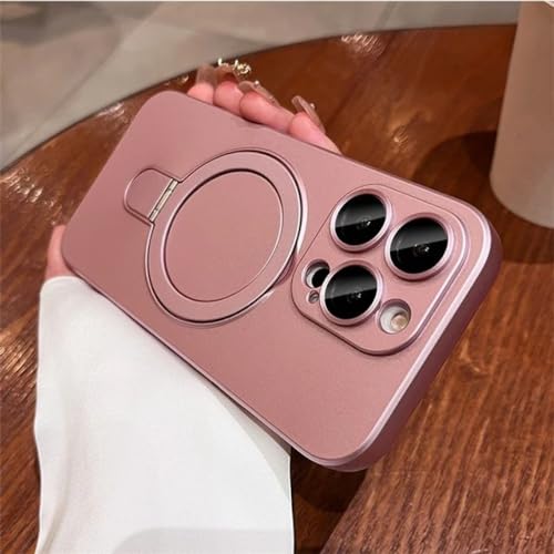 Coque de support magnétique iPhone 14 Pro pour charger sans fil votre étui antichoc rose au bureau