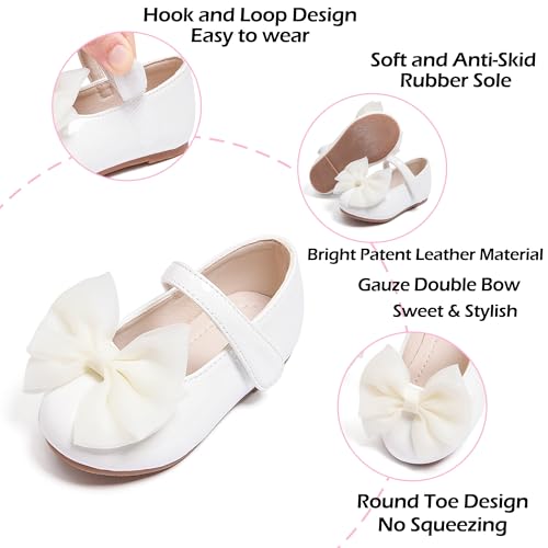 Image of PHIRAMIN Toddler Flower Girl Dress Shoes - Little Girl Mary Janes Flats Wedding