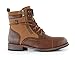 Polar Fox Kanye Men's Mixed-Media Combat Boot | High-Fashion Cap-Toe Ankle Boot with Angled Side Zipper | MPX808578 | in Two-Tone Brown, Size 10