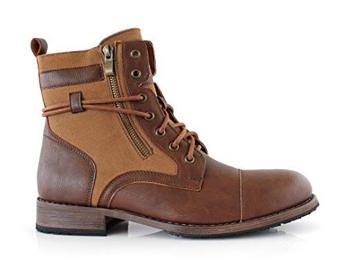Image of Polar Fox Men's Casual Cap-Toe Ankle Boot Collection | Lace-Up Work, Combat, and Chukka Styles