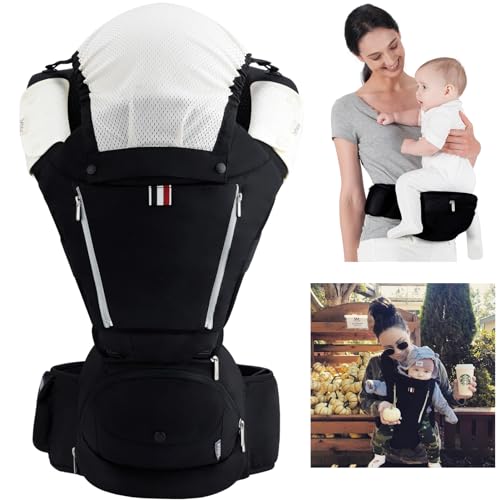 Bebamour 6 in 1 Babytrage Hüftsitz - Rucksack...