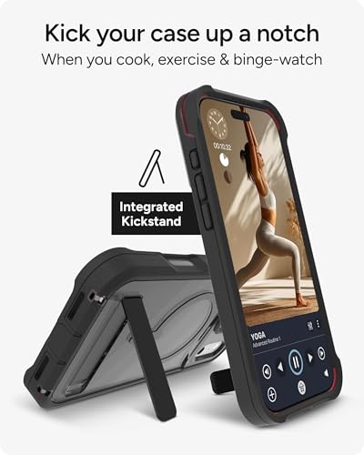 Image of ZAGG Rainier Case with Kickstand for iPhone 17 Pro Max - Smoke Black, Graphene 22ft (7m) Drop Protection, Lanyard Attach Points, MagSafe, Wireless Charging Compatible, 2-Piece Design, Phone Case