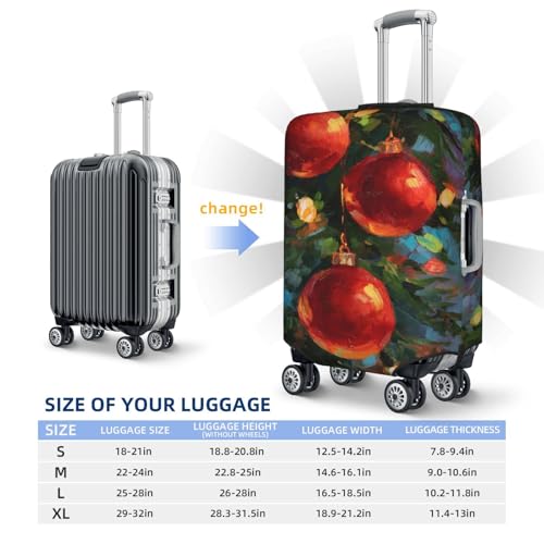 Christmas Tree With Three Red Ornaments Elastic Travel Luggage Covers Dustproof Scratch-Resistant Suitcase Protector Fit 22-24 Inch4
