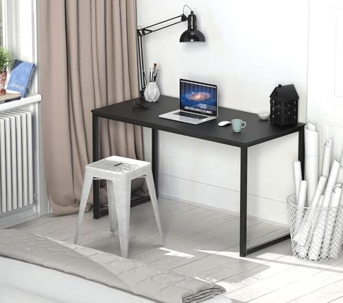 Image of Computer Desk for Home | Wooden Table for Work, Study | Wooden Study Table for Home | Workstation Desk for Laptop PC | Black | 150 x 60 x 75 cm