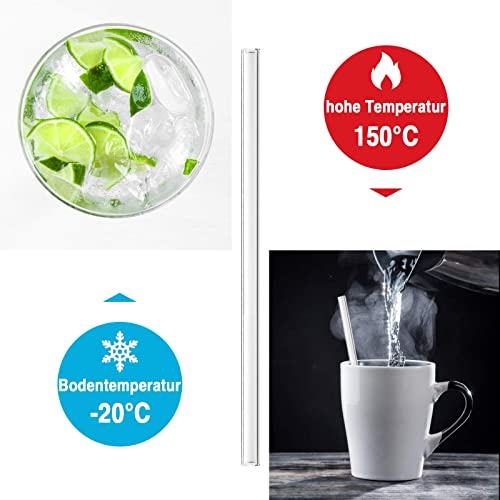 DONQL 10 Pcs Glass Straws Reusable Glass Straw Drinking Straws with 20cm Length Eco Friendly with 2 Cleaning Brushes Transparent Clear Straws Perfect for Milk Coffee Coctail (Straight) - Image 3