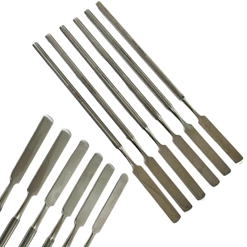 Mixing Spatulas with Flat End and Textured Grip | German Stainless Steel Dental Instruments (7 Piece Set)