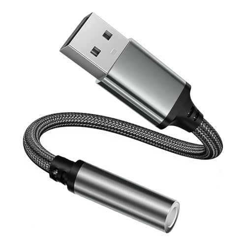 USB to 3.5mm Jack Audio Adapter TRRS Aux Headphone Microphone Converter External Sound Card USB to Aux Adapter with 3.5mm Aux Stereo Converter Compatible with PC Laptop Tablet Headphone PS4 and Mo