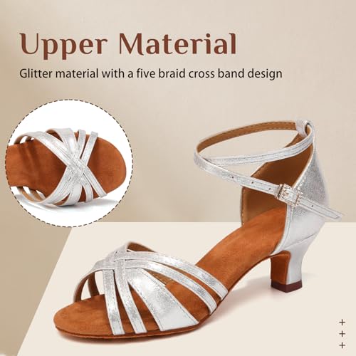 Women Latin Dance Shoes Open Toe Performance Professional Salsa Bachata Ballroom Dance Shoes,Model WZSP811-5cm Heel2