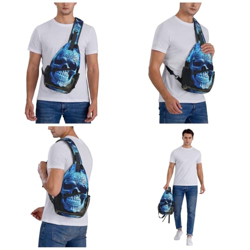 Mochila tipo sling negra con diseño de calavera miniatura 6