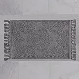 Jean Pierre - Ricardo Bath Mat, Woven Fringe Bathroom Rugs, 100% Cotton, Premium Bathroom Decor - Measures 21' x 34' - Dark Gray