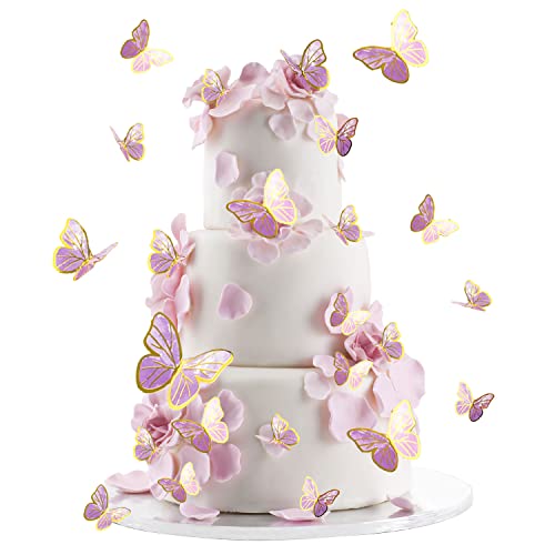 30pcs papillon décorations de gâteau 3d papillon décorations de gâteau papillon taille mixte cupcake toppers pour anniversaire mariage fête gâteau mur fête...