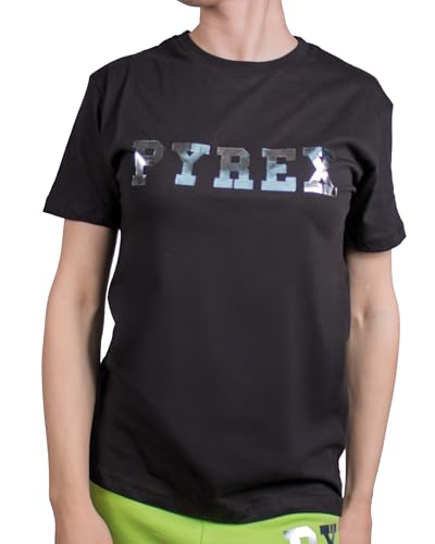T-shirt pour femme en coton col rond manches courtes logo réfléchissant PYREX