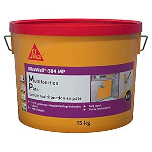 Sika Wall-384 MP, wit, multifunctioneel, 3-in-1 deegspatel, gebruiksklaar, voor het vullen, gladmaken, plakken van voegstrips, 15 kg