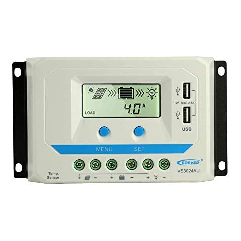 EPEVER 30A Solar Charge Controller 12V/24V Auto - Solar Intelligent Regulator with Dual USB and LCD Display Max 50V Input - for Sealed(Default) / Gel/Flooded Cover