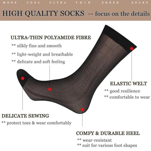Calcetines de vestir de seda para hombre transparentes de nailon 4