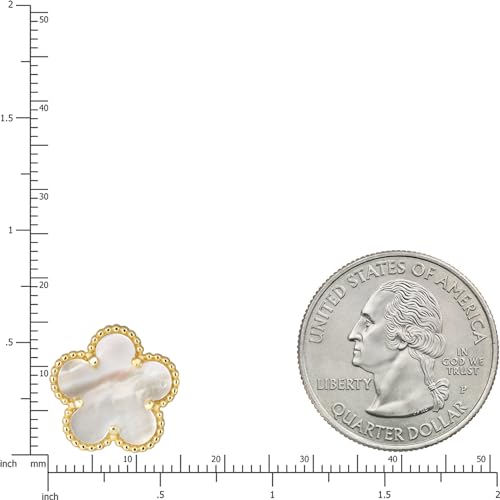 925 Sterling Silver 14K Yellow Gold Plated Hawaiian Plumeria Clover Flower Motif Beaded Necklace Pendant 16" + 2" Adjustable Chain, Nickle Free Hypoallergenic for Sensitive Skin, with Gift Box4