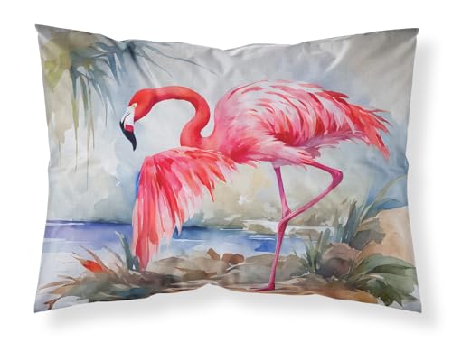 Caroline's Treasures DAC2864PILLOWCASE Flamingo Standard Pillowcase Lightweight Super Soft Easy Care Decorative Artwork Pillowcase, Standard