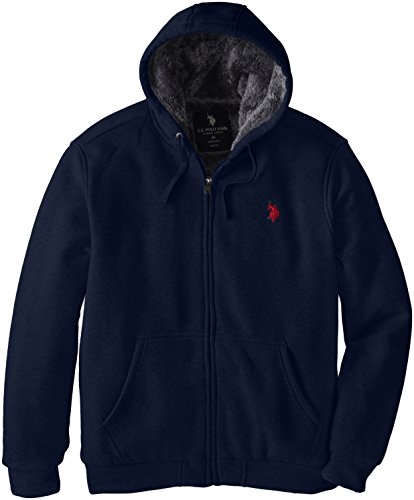 U.S. Polo Assn. Men's Big-Tall Sherpa Lined Full Zip Fleece Hoodie, Classic Navy, 3X