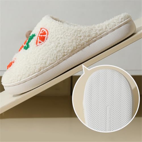 Orange Fruit Inside Slippers, Cute Butterfly Fuzzy Women Slippers, Checkerboard House Slippers for Men and Women4
